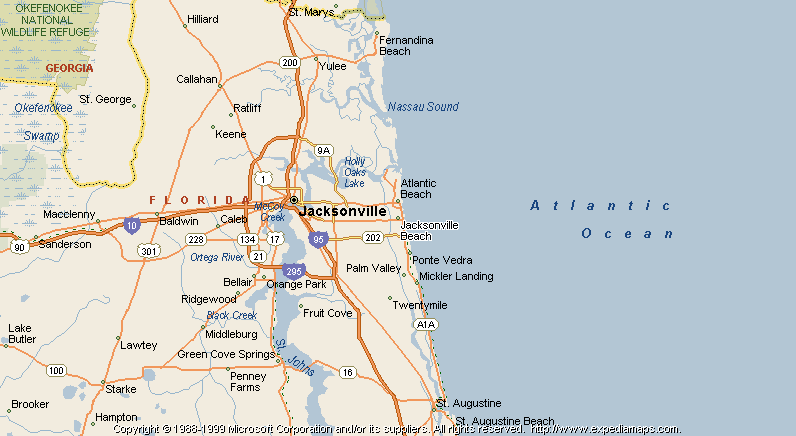 Map of Jacksonville Beach